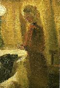 Anna Ancher hundene fodres oil on canvas